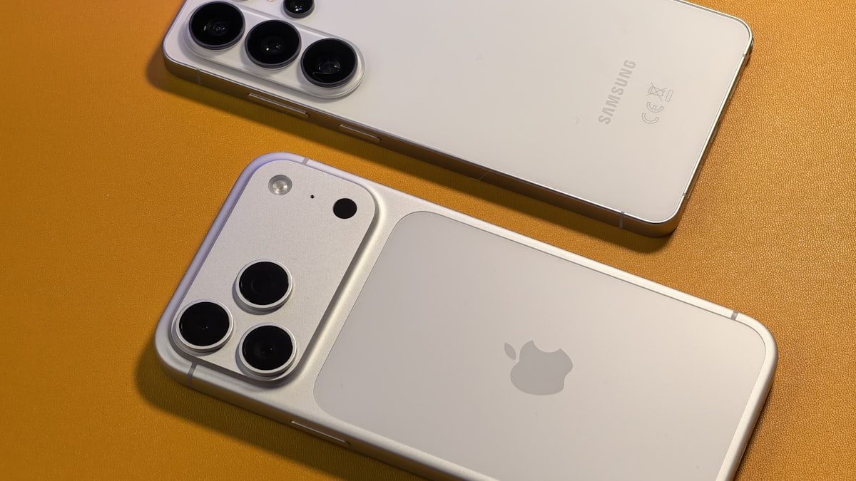 Android and iPhone contact apps side by side — comparing contact sync methods